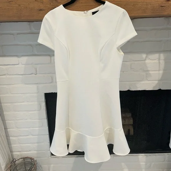 DO+BE white cap sleeve mini dress with ruffled hem - Picture 1 of 3